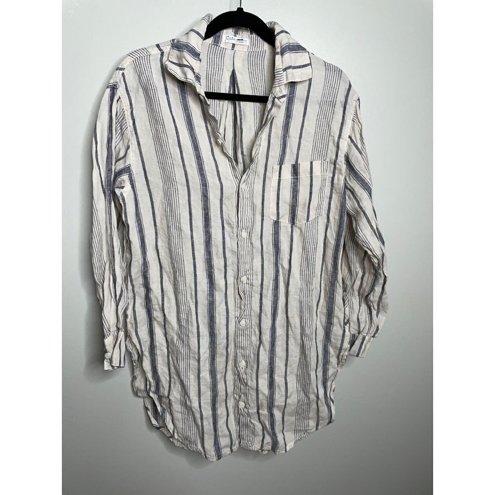 Free People CP Shades Linen Stripe Button-down Shirt Oversized Size XS NEW - Picture 5 of 8